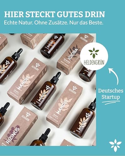 Heldengrün® Kokosöl flüssig [100% REIN] Dermatologisch getestet - Kokosnussöl für Haut & Haare - Fraktioniertes Kokosöl für Ätherische Öle - Inklusive Pipette & Pump - Fractionated Coconut Oil
