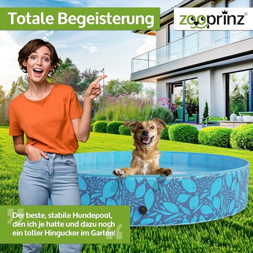 zooprinz Faltbarer Pool 160x30 cm - Für große, kleine Hunde & Kinder – Haustier Hundepool stabil & rutschfest Swimmingpool, Planschbecken Hund Kind – Schwimmbad