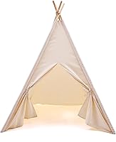 Vista 2 de Kids Play Teepee Tent with Carry Bag 43 x 43 x 63 Inch, Natural Cotton Canvas + Pine Wood Frame