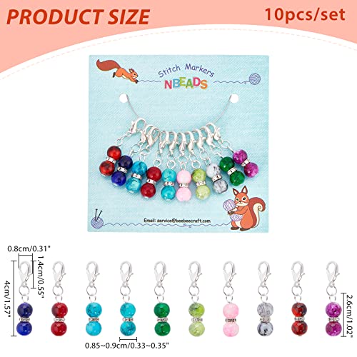 NBEADS 10 Pcs Glass Bead Stitch Markers - Image 4