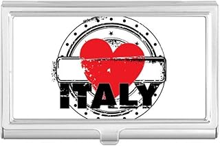 I Love Italy Word Love Heart Circle Shape Business Card Holder Case Pocket Box Wallet