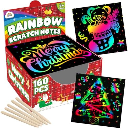 ZMLM Kids Rainbow Scratch Paper Art Crafts Mini Notes Kids Gifts 4 5 6 7 8 9 10 Years Old Girls Boys Students Teens Classroom Prizes School Supplies Birthday Party Toy Activity Stocking Stuffers