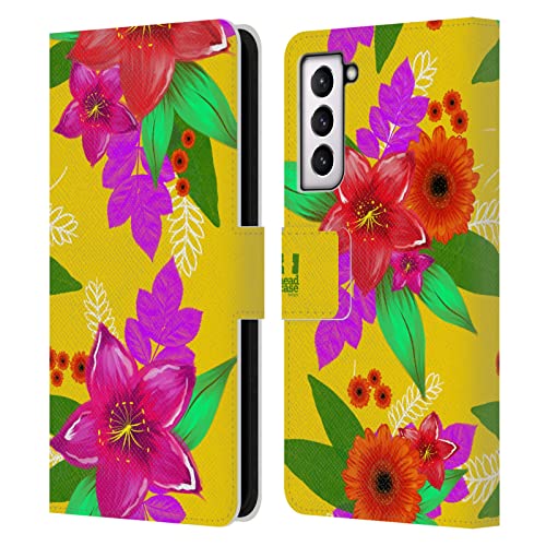 Étui Portefeuille Samsung S21 FE 5G Head Case Designs Jaune Fleurs Peintes