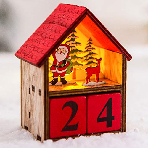 Wooden Christmas Advent Calendar Santa Luminous Perpetual Countdown Calendar Block Desktop Calendar for Christmas Desktop Ornament - Image 3