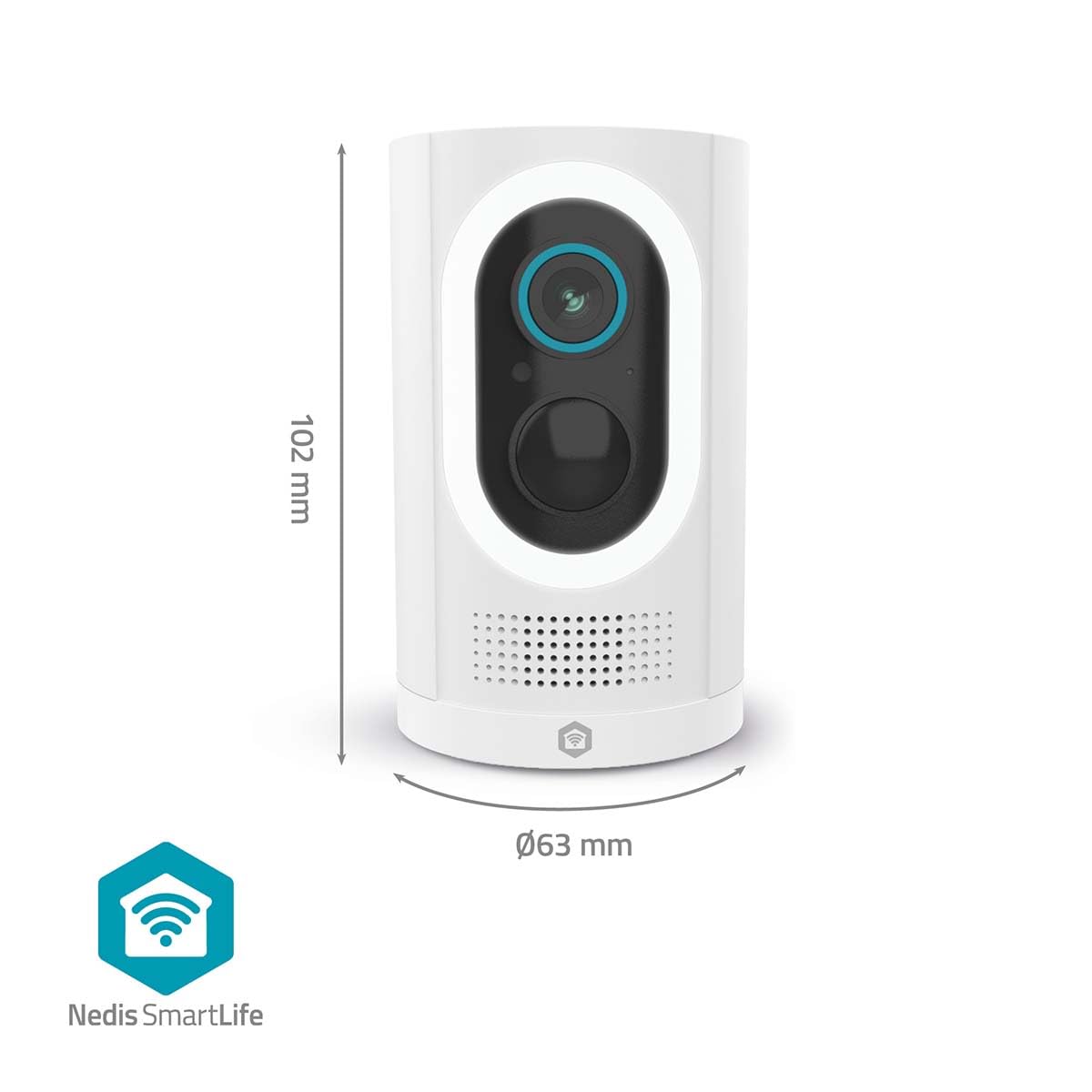 NEDIS WIFICBO33WT Telecamera Wi-Fi da Esterno SmartLife | 3MP Full HD 1296p | Visione Notturna a Colori | Rilevamento Persone | IP65 | Audio Bidirezionale | Batteria 6700mAh | Bianca