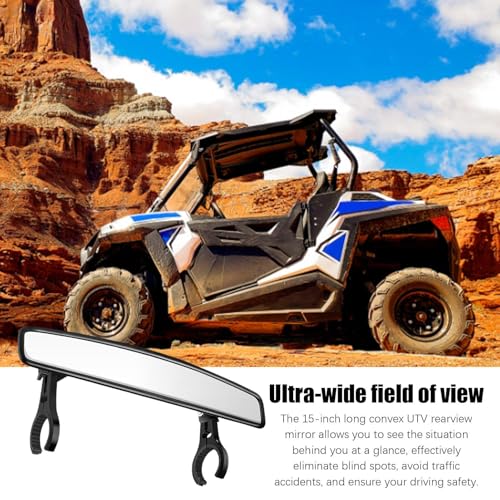 Espejo retrovisor central UTV de aluminio convexo con abrazadera de montaje 2