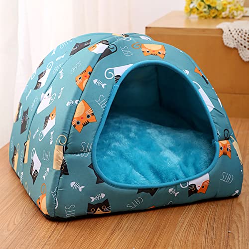Iglooo, tenda pieghevole per gatti, cuccia per cani, cuccia per animali domestici, lavabile, cuscino rimovibile, caldo calmante e calmante, letto grotta (40 x 40 x 30 cm, blu)