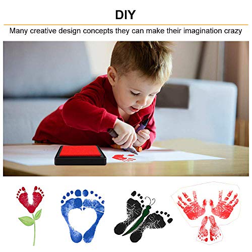 DXIA 4 Stuks Baby Hand/Voet Afdruk Stempel Set,Baby Afdruk Kaartje,Baby Stempelkussen, Baby Handafdruk en Voetafdruk Fotokaartje,Veilig Herbruikbaar Stempelkussen,Ideaal Geschenk - Image 8