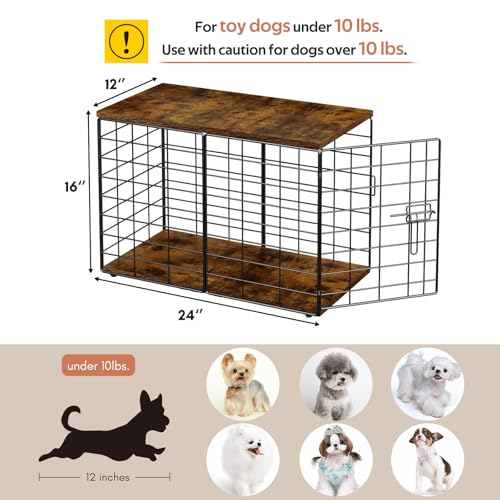 rechgosh 24in Extra Small Dog Crate Furniture, Indoor Kennel End Table under 10 lb，Stylish Durable Indoor Dog Kennel with Storage Top & Secure Lock, Decorative Pet Cage for Chihuahua Yorkie & XS Dog by rechgosh - Used condition - Image 2