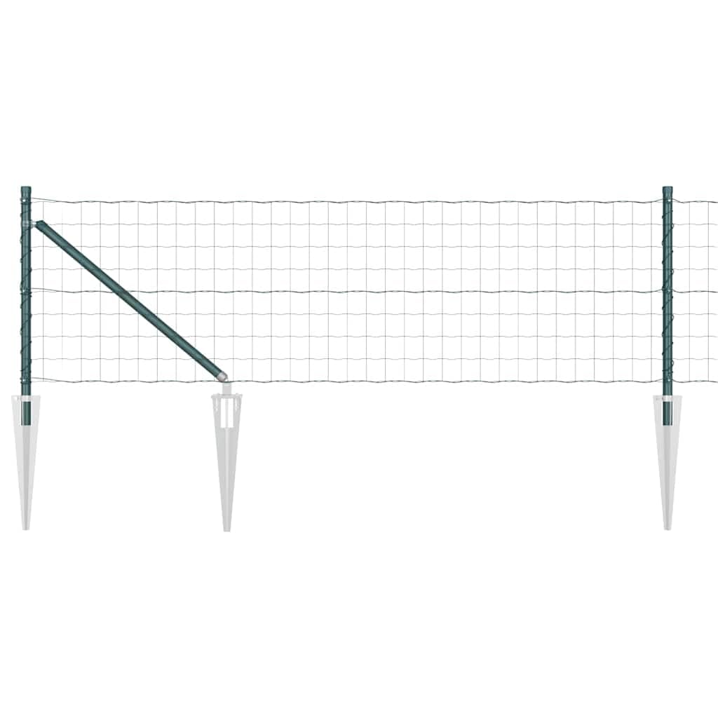 Garden Fence with Posts Green Steel 0.8 x 25m Outdoor Boundary Panel Kit Weather Resistant Customizable Secure Enclosure for Patio Terrace Pet Area