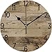Decorative Wood Style Round Farmhouse Wall Clock 12 Inch Silent Non Ticking Battery Operated Home Decor Wall Clocks for Living Room, Bedroom, Kitchen
