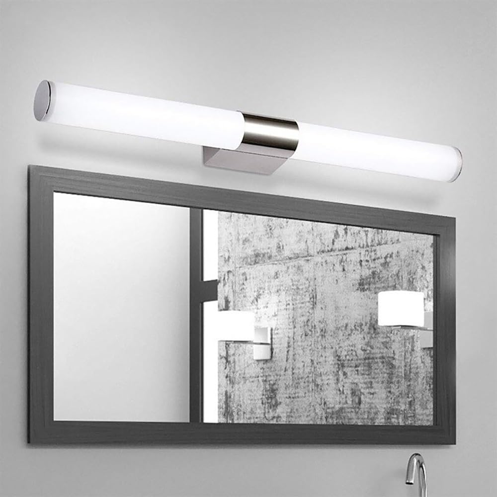 Spiegelleuchte Modernes Design, Chrom LED Spiegellicht Langer Tubus Zylinder Acryl Spiegellampe Badezimmer für Rasur Schminken Galerie