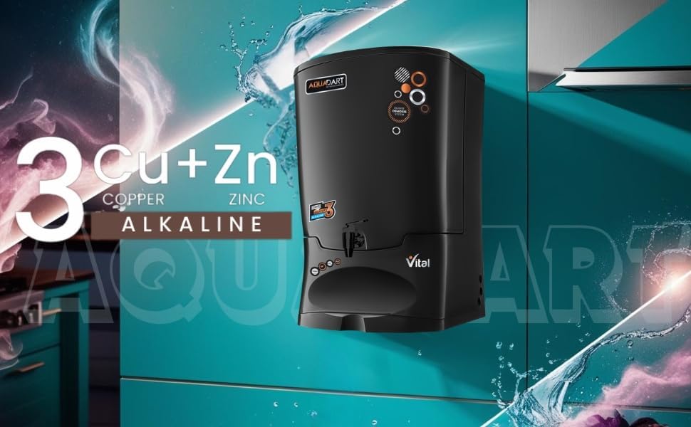 Image of AquaDart Copper RO+UV+UF Water Purifier for Home 8 L Storage Tank|12 L /Hr Purification Suitable for all Water Sources Borewell, Tanker,Water | Black