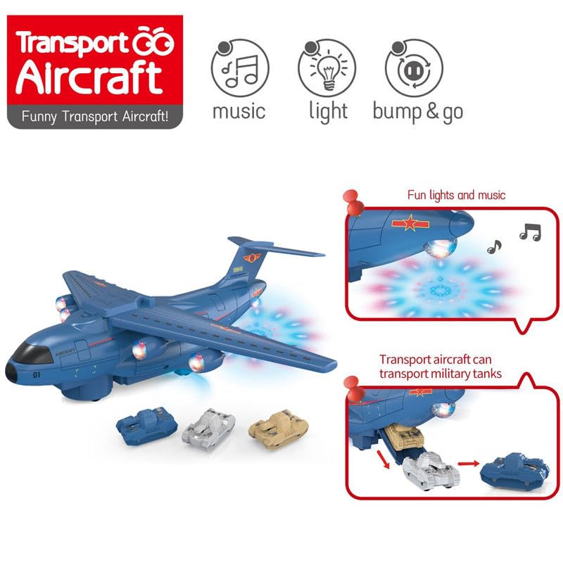 Image of SHAKTISM Military Boeing C-17 Transport Aircraft Model, 13 Inch, 1:48 Scale, with Lights, Sound Effects, Openable Cargo Door, 3 Tanks Inside Random Colour -1Pc (DL-686B)
