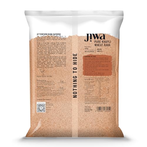 Image of Jiwa Pure Khapli Wheat Rava | 500 G | Cooks In 7 Minutes | Broken Emmer Rava | Low GI | Suitable For Diabetics