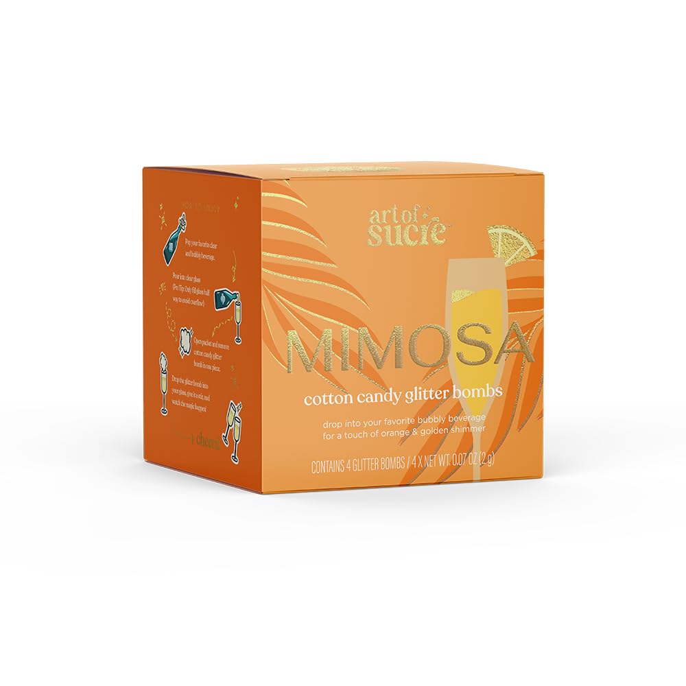 Mimosa Cotton Candy Glitter Bombs, Edible Glitter, Drop into Drinks, 4 Pieces