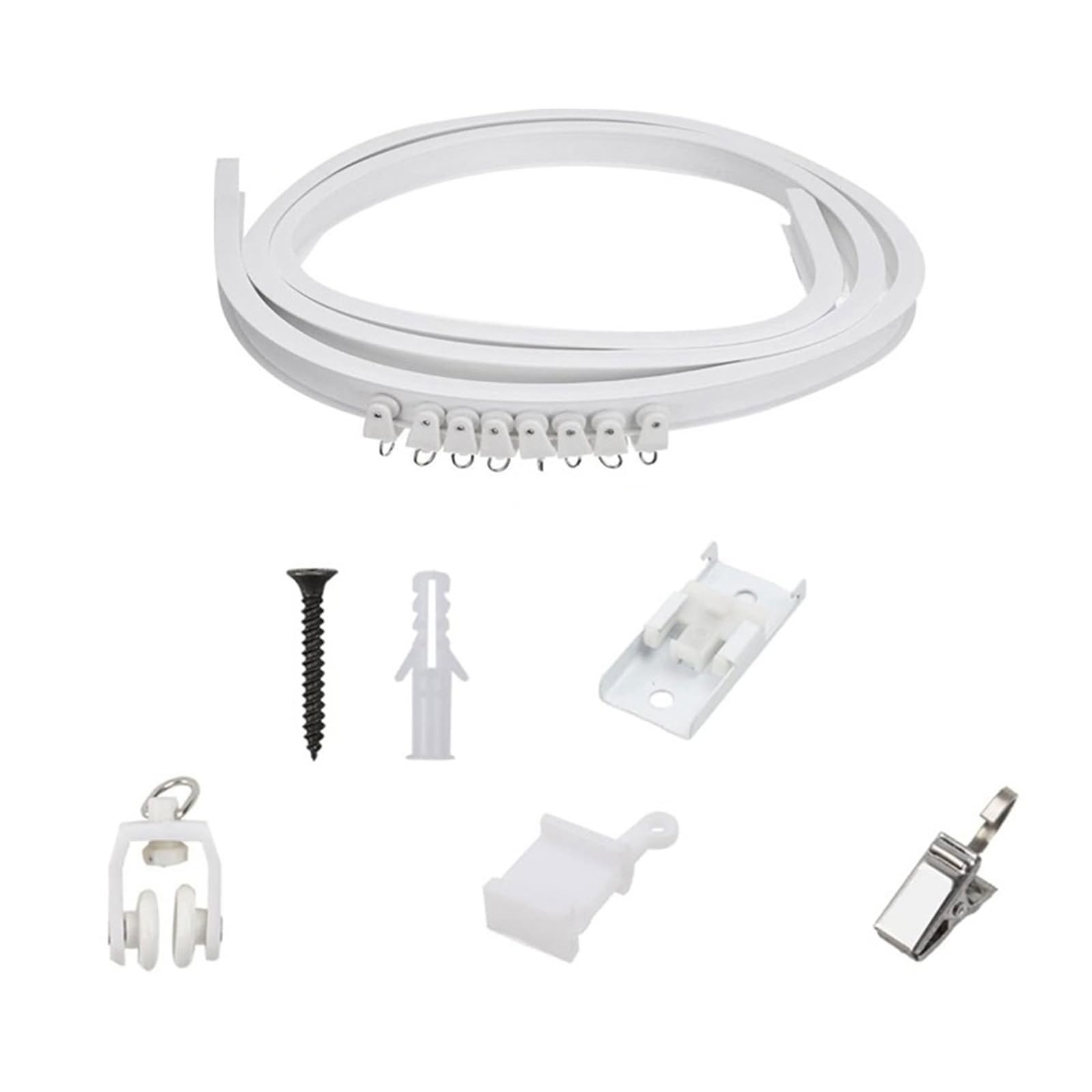 Gnbzxce Flexible 5 Meter Ceiling Mount Curtain Rails Kits with Metal Clip and Smooth Rollers Set for Elegant Window Treatments