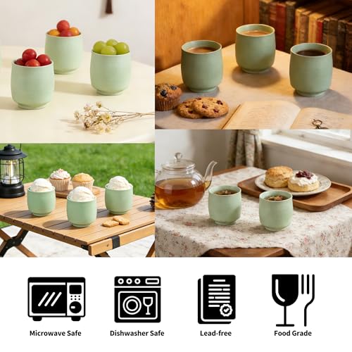 Image of TEANAGOO Japanese Tea Cups, Chinese Tea Cup, 7.2Oz / 205 Ml, Ceramic Tea Cups for Adults, Ceramic Cups no Handles, Japanese Cups, Matcha Cup, Lt.Green, 4 Pcs /Box, H8 (Pack of 2)