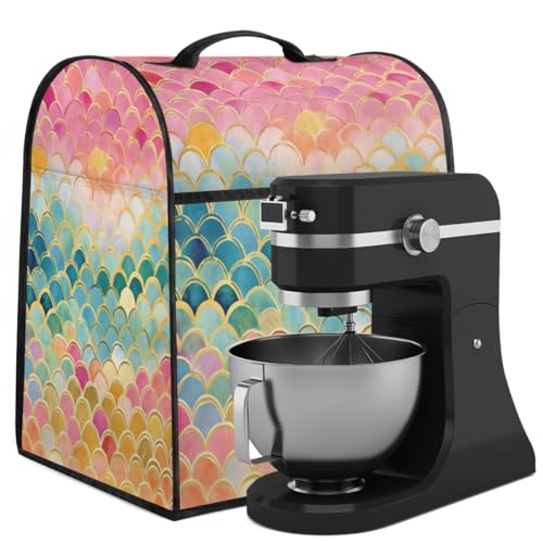 Coffee Maker Cover Mermaid Scales Kitchen Appliance Covers Small Appliance Covers Blender Cover Juicer Cover Dust Covers for Kitchen Appliances with Top Handle and Pockets,Washable,B410