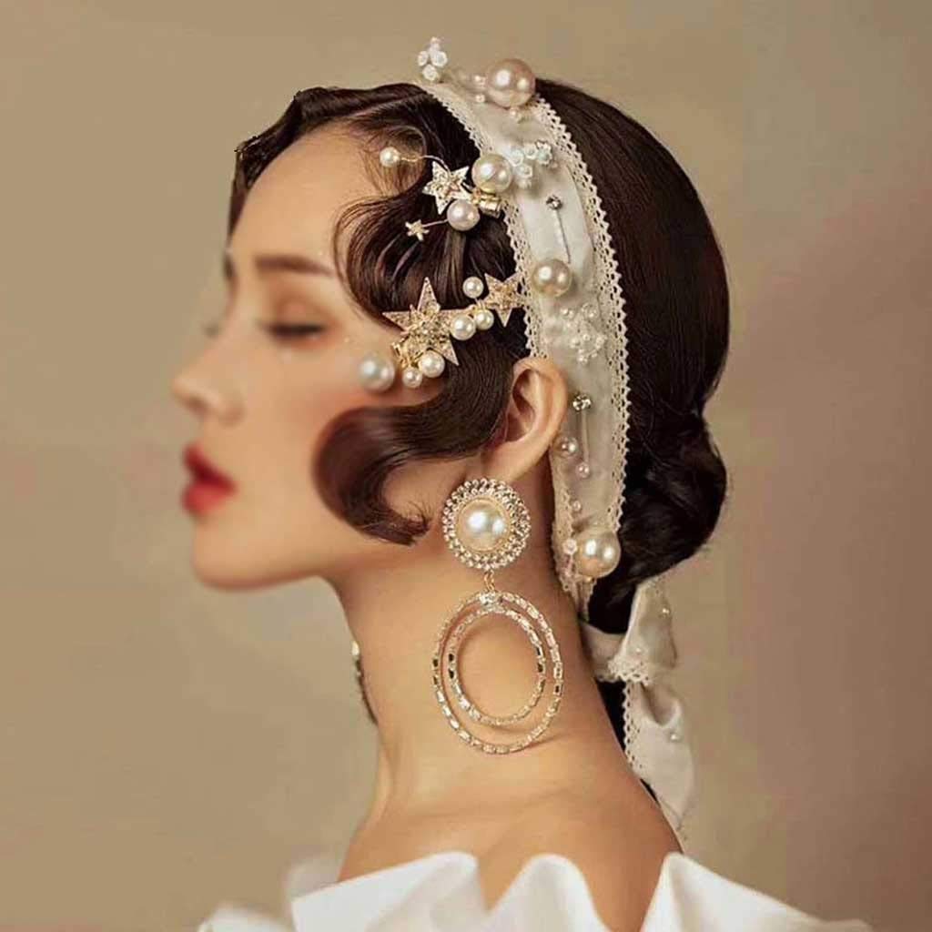 Accesorios para el cabello de boda con diademas y pendientes hechos a mano
