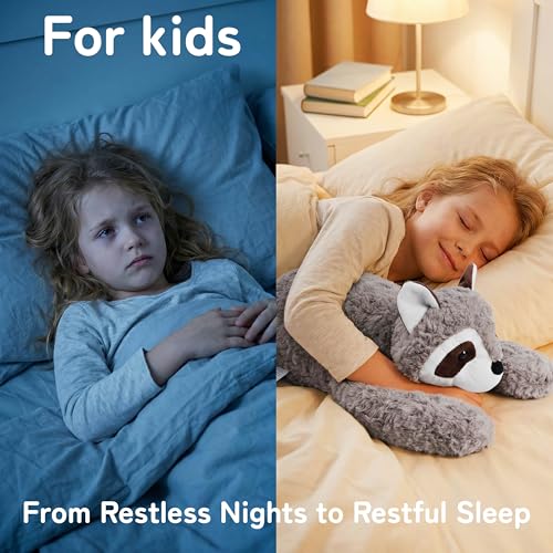 Image of Niuniu Daddy 25 inch 5lb Weighted Raccoon Stuffed Animals for Kids & Adults, Large Weighted Plushies Pillow for Sleeping and Calming, Cute Lying Plush Toy Huggable Gift for Everyday Comfort