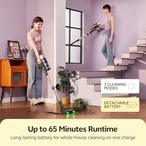 Image of Ultenic Cordless Vacuum Cleaner, 600W 60KPA 65Mins Vacuum Cleaners for Home, Stick Vacuum Cordless with Touch Screen, Self-Standing, 180 Lay-Flat, Anti-Tangle Brush for All Floors /Pet Hair /Carpets