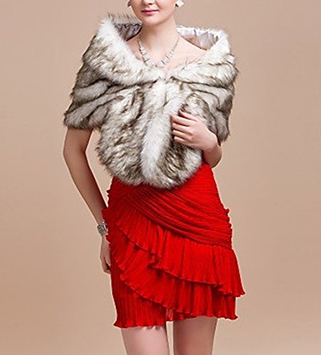 Women Faux Fur Cape Wedding Shawl and Stole Warm Wrap Winter Shrug Scarf3