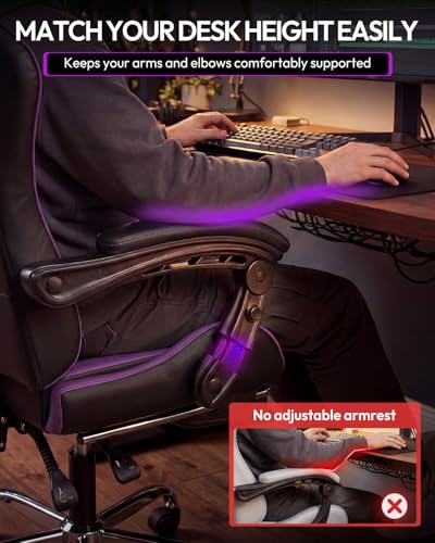 Image of Dowinx Ergonomic Gaming Chair with Footrest & Massage Lumbar, 2D-Linkage Armrests for Computer Chair 330lbs with Headrest Pillow for Office, Home, Streaming and Long Gaming Sessions, Fabric Purple