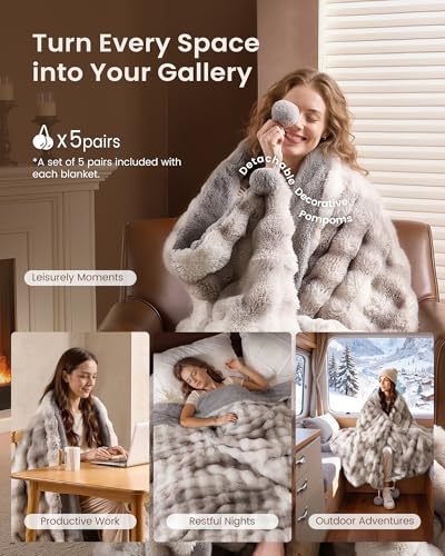 Image of Bearhug Heated Blanket Full Size 77 inchx 84 inch, Luxurious Faux Rabbit Fur Dual-Sided Electric Blankets, 10 Heat Settings Heated Throw, 9 Hour Auto Shut-Off, Machine Washable,Gift-Ready Elegant Packaging