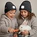 ATNKE Kids LED Lighted Beanie Cap,USB Rechargeable 4 LED Running Headlamp Lined Fleece Hat Light Gift for Boys and Girls/#Limestone Gray