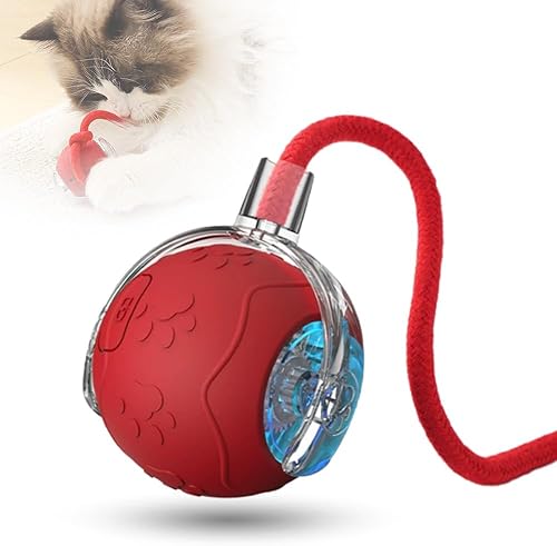 Pelotas interactivas de juguete para gatos, pelota de juguete mejorada para gatos adultos aburridos de interior, pelota interactiva para gatos (rojo)