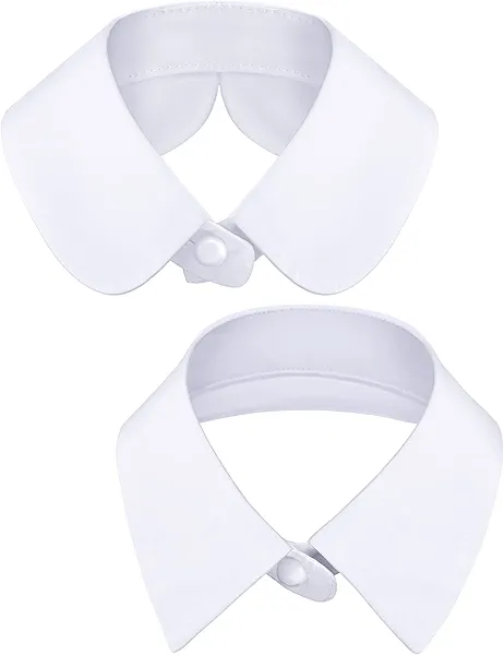 SATINIOR 2 Pieces Fake Collar Detachable Dickey False Lapel Women's Blouse Faux Fake Collar, 2 Styles, Medium(White)