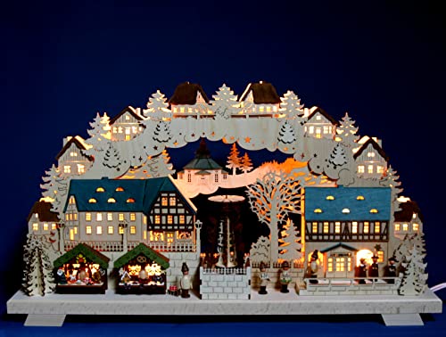Großer 3D - Schwibbogen 68cm Weihnachtsmarkt mit elektrischer...