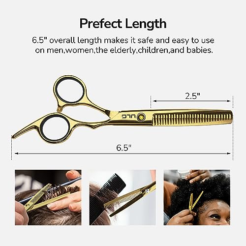 Image of Hair Cutting Scissors Thinning Shears Kit ULG Professional Barber Hairdressing Texturizing Salon Razor Edge Scissor Japanese Stainless Steel 6.5 inch Gold