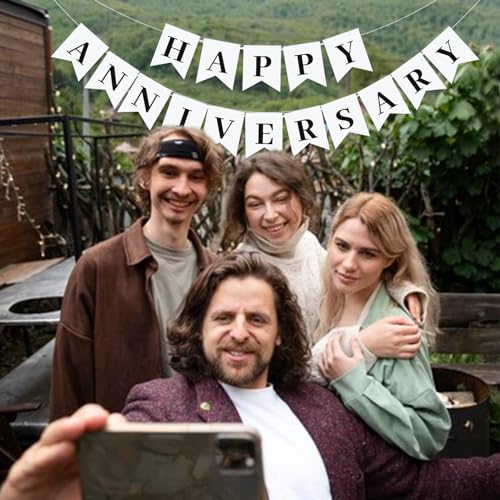 Image of Happy Anniversary Banner,Valentines Day Wedding,Love Party and Background Indoor Outdoor Decorations
