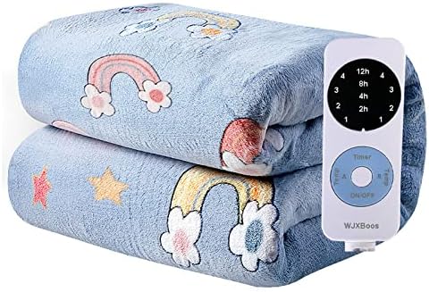 Manta eléctrica, manta térmica de franela, control doble, 4 ajustes de calor, temporizador de 12 horas, apagado automático, calentamiento rápido