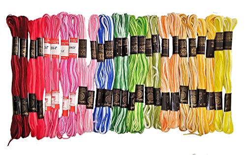 Homeistic Applience Ultimate Embroidery Thread Set: Stranded Cotton Threads Skein For Hand Embroidery&Craft.Create Masterpieces With Vibrant Colors(Multicolor With Double Shaded, Pack Of 50) - 400 Gm (Image - 3)