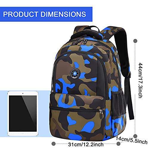 Yvechus Camo Backpack Set With Lunch Bag Lightweight Waterproof School Backpack Bookbag For Boys Girls (D-Style Camo Blue) #TOP1