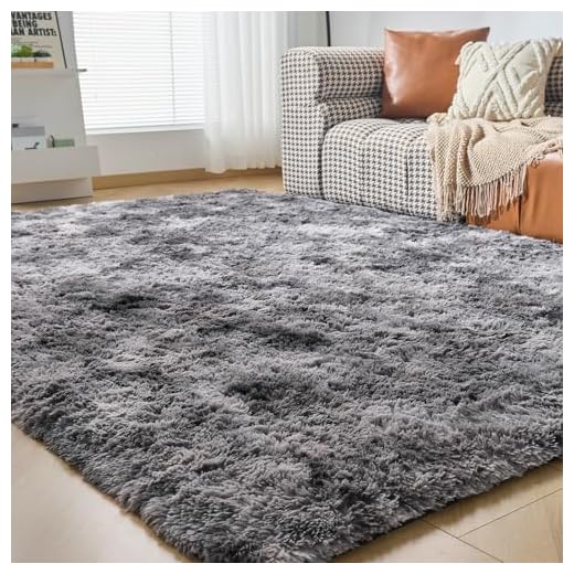CHOSHOME Tapis Salon Shaggy Tapis Doux Salon Tapis Moelleux Chambre Tapis Shaggy Tapis De Sol Grand pour Salon Chambre Anti Slip Moderne Tapis de Décoration (Gris Foncé, 120 x 180 cm)