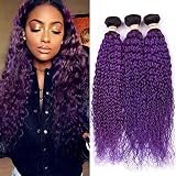 Tony Beauty Hair #1B/Purple Ombre Curly Human Hair Bundles Deals 3Pcs Lot Jerry Curly Ombre Purple B