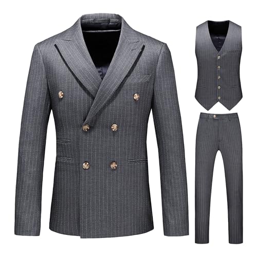 Costume 3 pièces homme coupe ajustée à rayures fines pour mariages