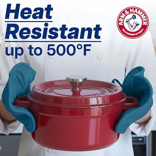 Arm & Hammer Quilted Pot Holders, Heat Resistant, Non-Slip Silicone Grip, 2 Pack, Navy - image 6