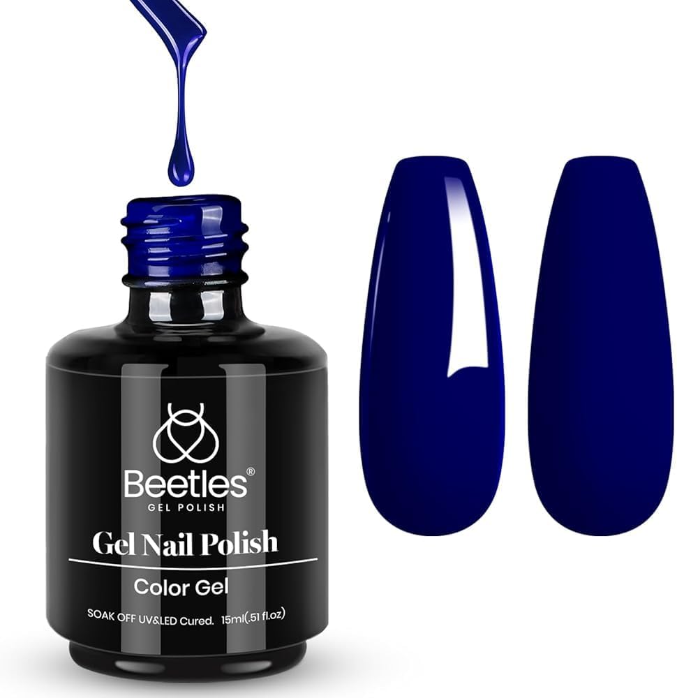Beetles Navy Blue Gel Nail Polish, 15ml Midnight Ocean Dark Blue Soak Off Uv LED Nail Lamp Gel Nail Polish Manicure Salon and DIY at Home