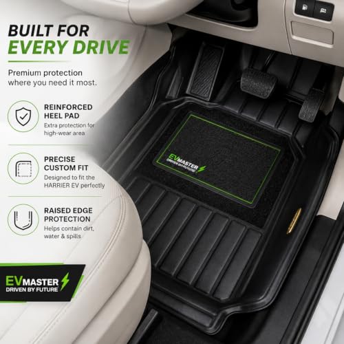 Image of EV MASTER 11D Car Floor Mats for TATA Harrier Hybrid (2026 Onwards) Complete Set | All Weather | Anti-Slip | Luxury Premium Car Mat | Full Coverage, Custom Fitted Car Foot Mats