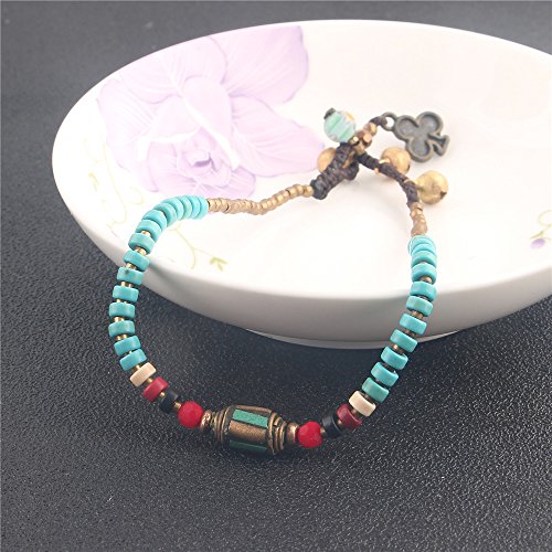 Image of kelistom Bohemian Ankle Bracelets for Women Handmade Natural Stone Beaded Chain Anklet