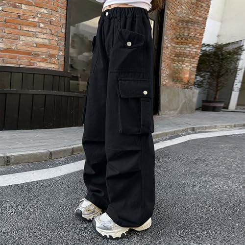 Cargo Pants for Girls Baggy Elastic Waist Y2K Cargo Trousers Jogger Parachute Pants with Pockets Kids 7-14 Years2