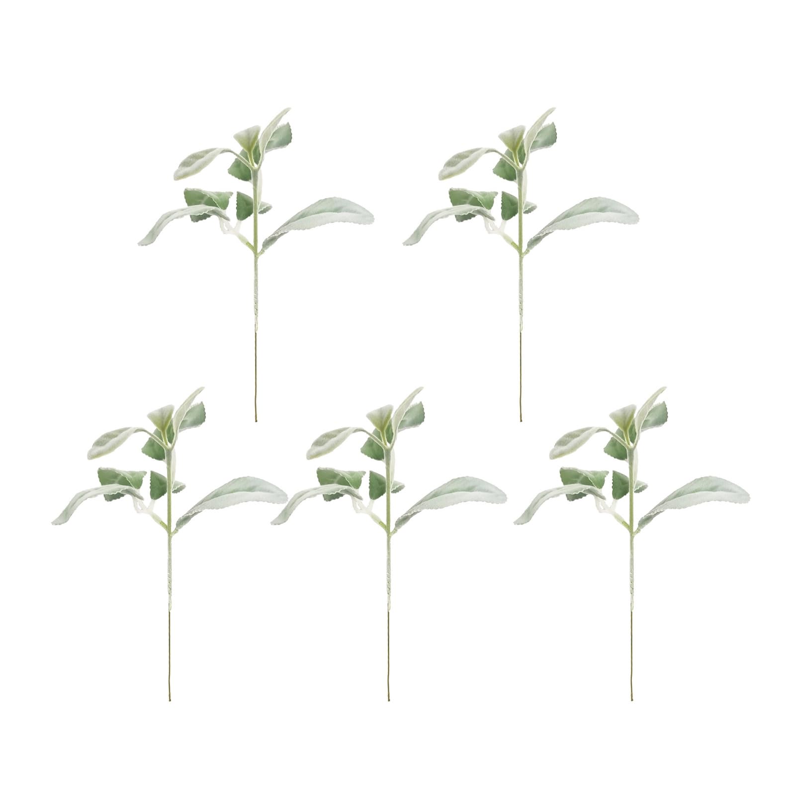 Fxwtich 24Cm Artificial Greenery Home Decor Simulated Lamb Ear Plants 5Pcs Flocked Lambs Leaves With Stem Reusable Wedding Party Faux Floral Arrangement Indoor