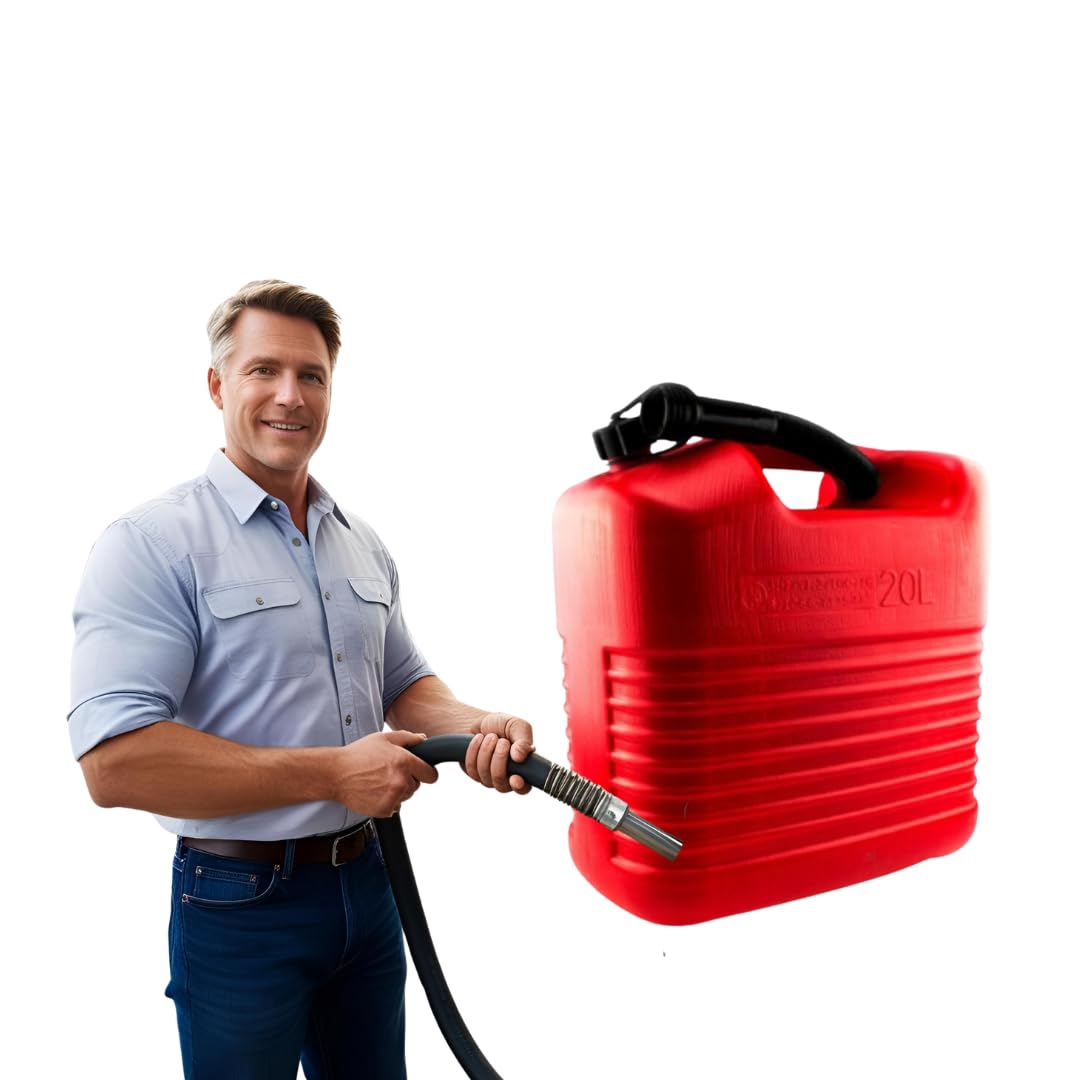 lata de combustible de plástico - con boquilla flexible - recipiente robusto y hermético para gasolina y diésel - ideal como reserva - 20 L - rojo