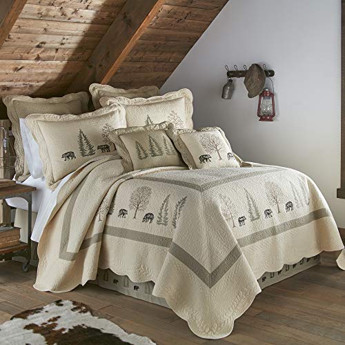 Donna Sharp Queen Quilt - Cotton Lodge Quilt with Bear Pattern - Fits Queen Size and Full Size Beds - Machine Washable