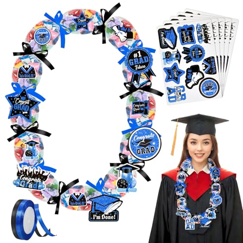 Candy Leis for Graduation 2026 Candy Leis Tubing Making Ket Graduation Lei Accessories Ribbon Grad Stickers DIY Grad Candy Bag for Grad Party Favor